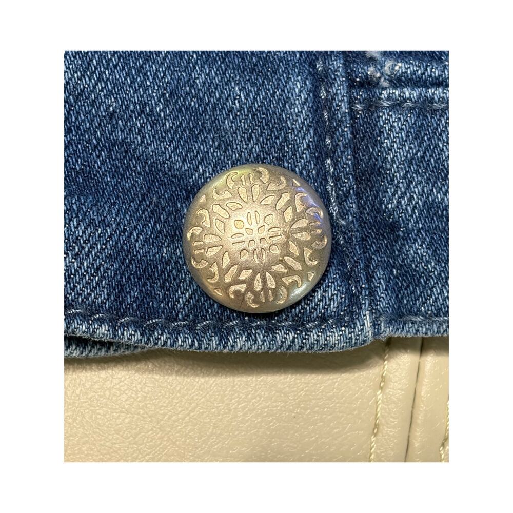 Time and Tru Clip Dot Denim Collarless Jacket size M/L - Picture 8 of 9